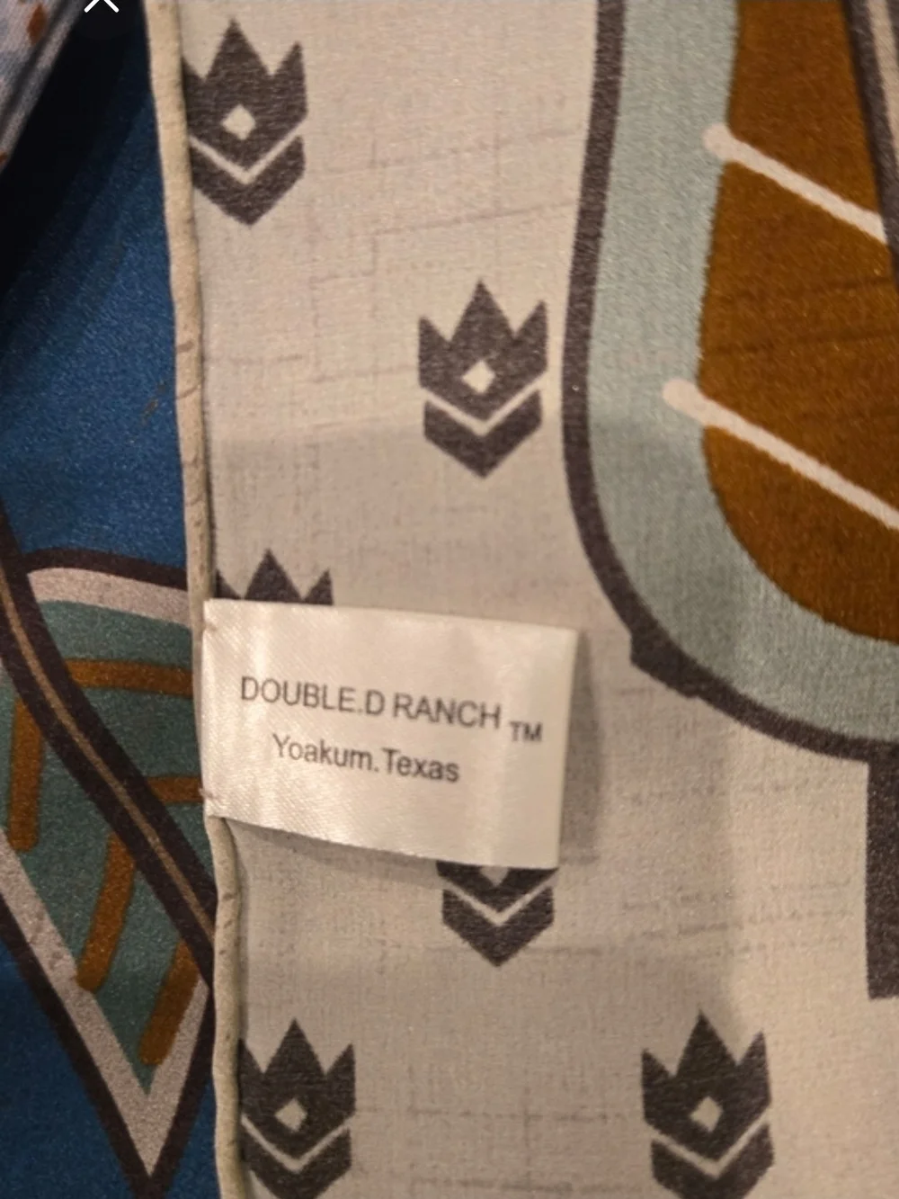 Double D Ranch Silk Teal, Brown & Cream Western Bandana Scarf